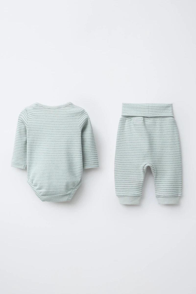 STRIPED SAORUEL BODYSUIT AND PANTS SET