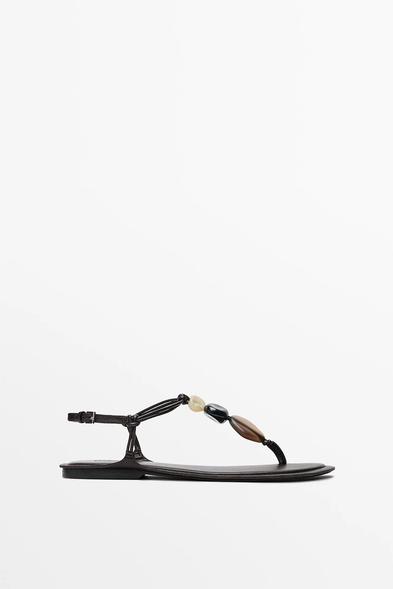 Flat slider sandals with stones