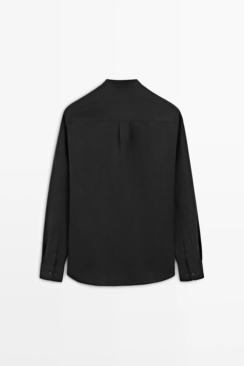 100% linen stand collar shirt