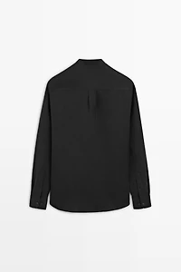 100% linen stand collar shirt