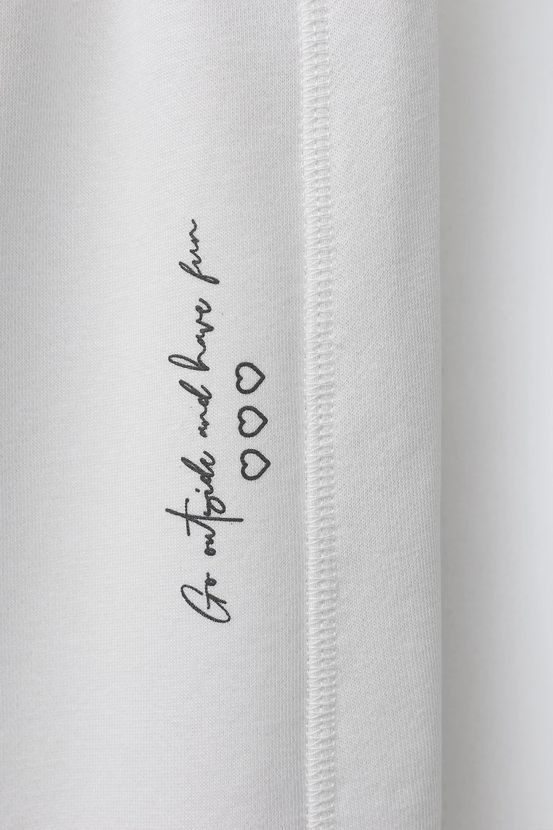 TEXT PRINT WIDE LEG PANTS