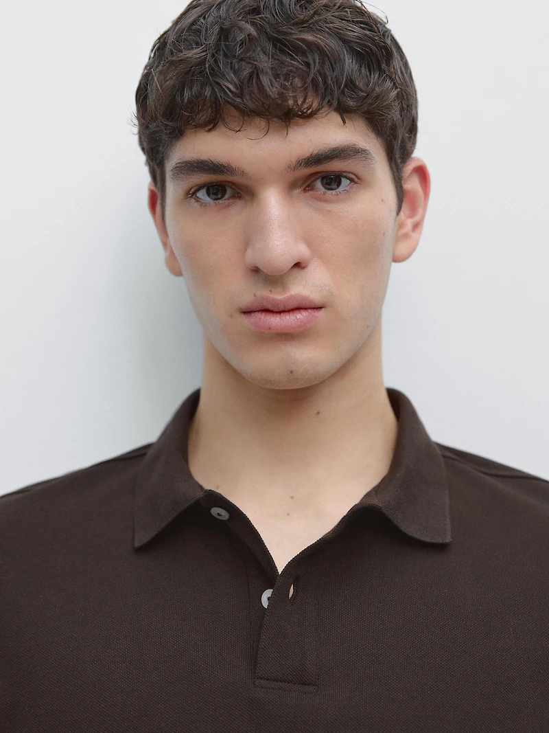 Micro textured cotton polo shirt