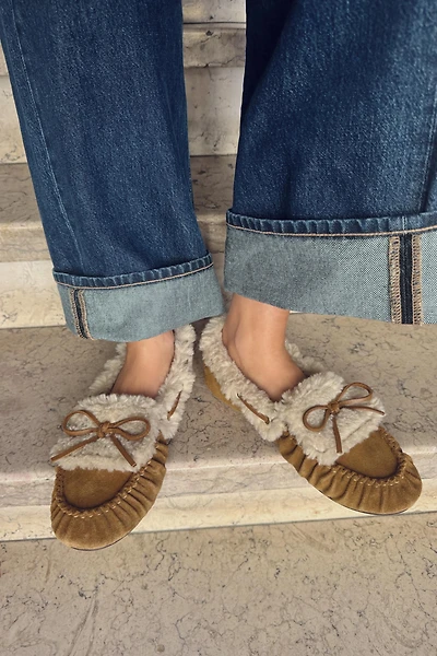 MOCASSINS EN CROÛTE DE CUIR COMBINÉE