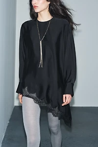 ASYMMETRIC LACE BLOUSE ZW COLLECTION LIMITED EDITION