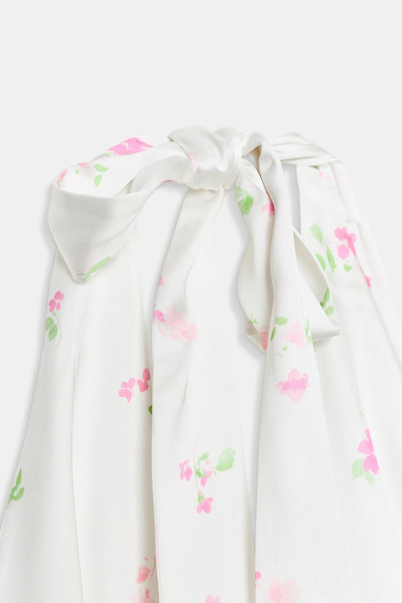 FLORAL SATIN EFFECT MIDI DRESS