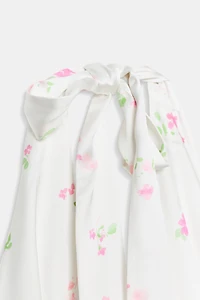 FLORAL SATIN EFFECT MIDI DRESS