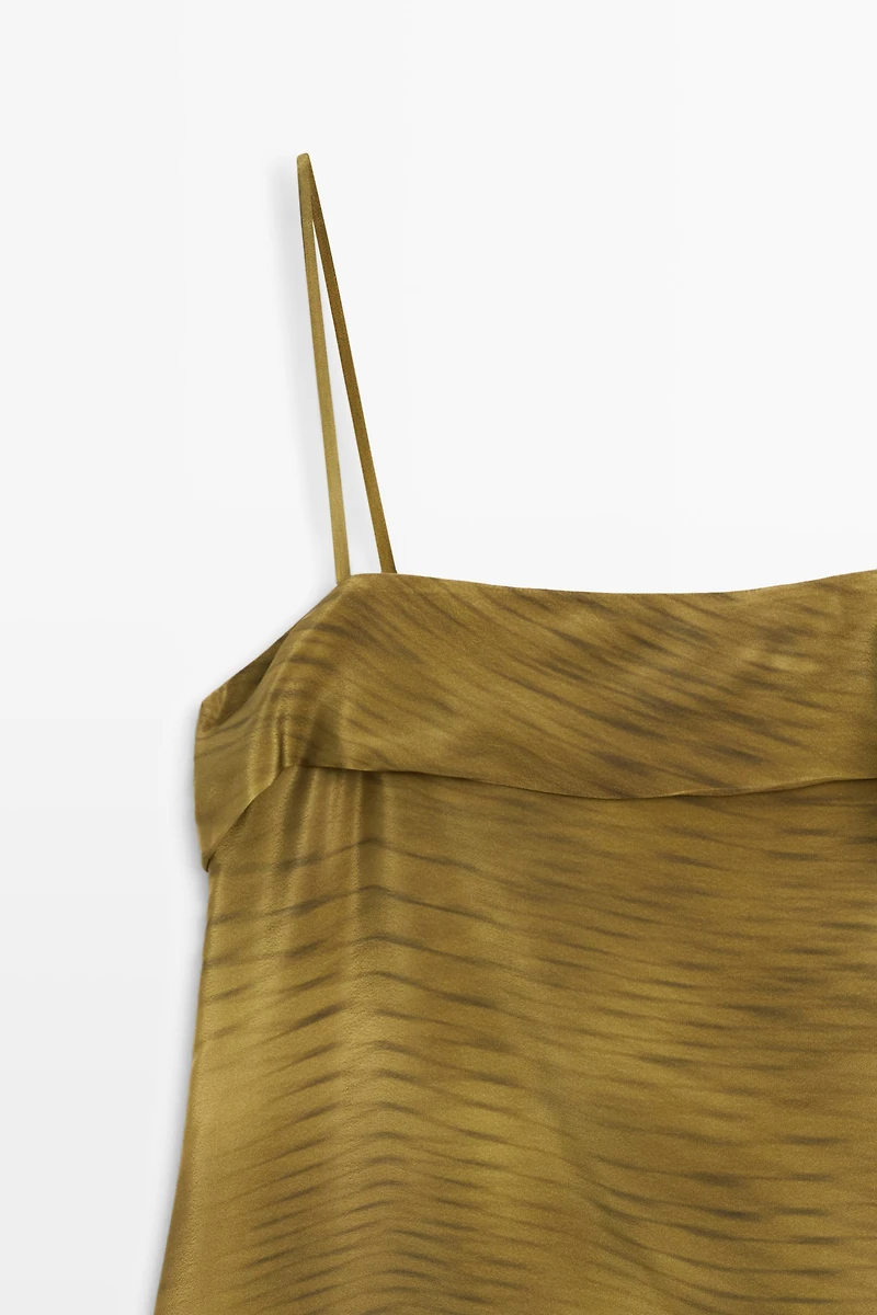 Asymmetric strappy top with draped detail