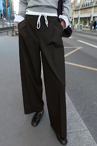 DOUBLE WAISTBAND WIDE-LEG PANTS