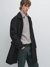 Manteau long en laine mélangée