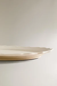 EARTHENWARE SERVING DISH WITH RAISED-DESIGN EDGE