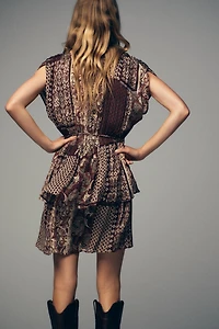 BEADED PRINTED METALLIC THREAD DRESS