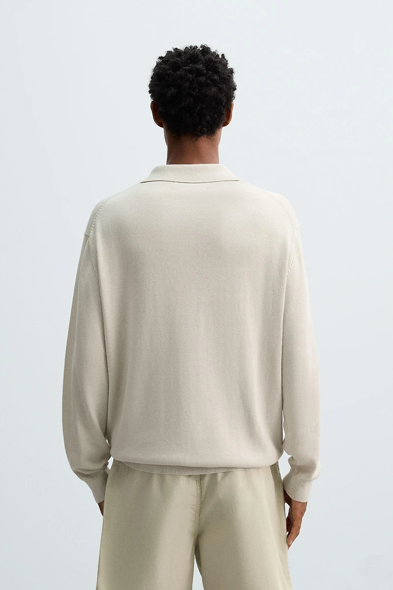 COTTON-HEMP KNIT POLO SHIRT