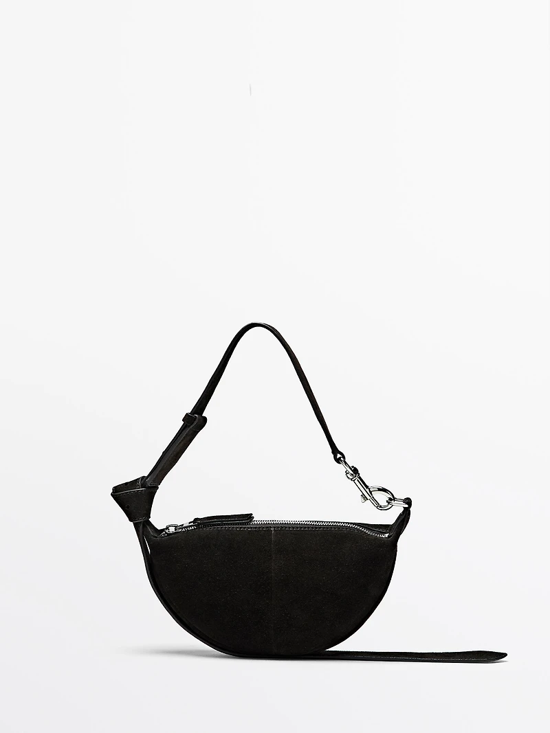 Split suede leather mini crossbody bag