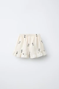 EMBROIDERED FLORAL TEXTURE SHORTS