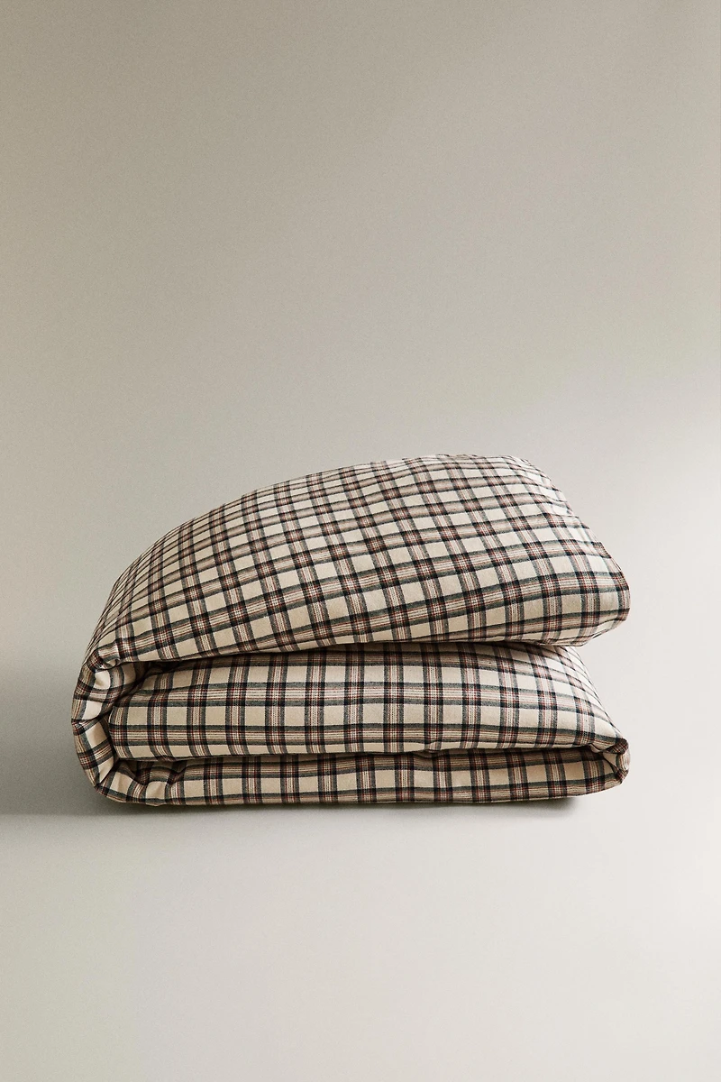 CHILDREN’S CHECK FLANNEL CHRISTMAS DUVET COVER