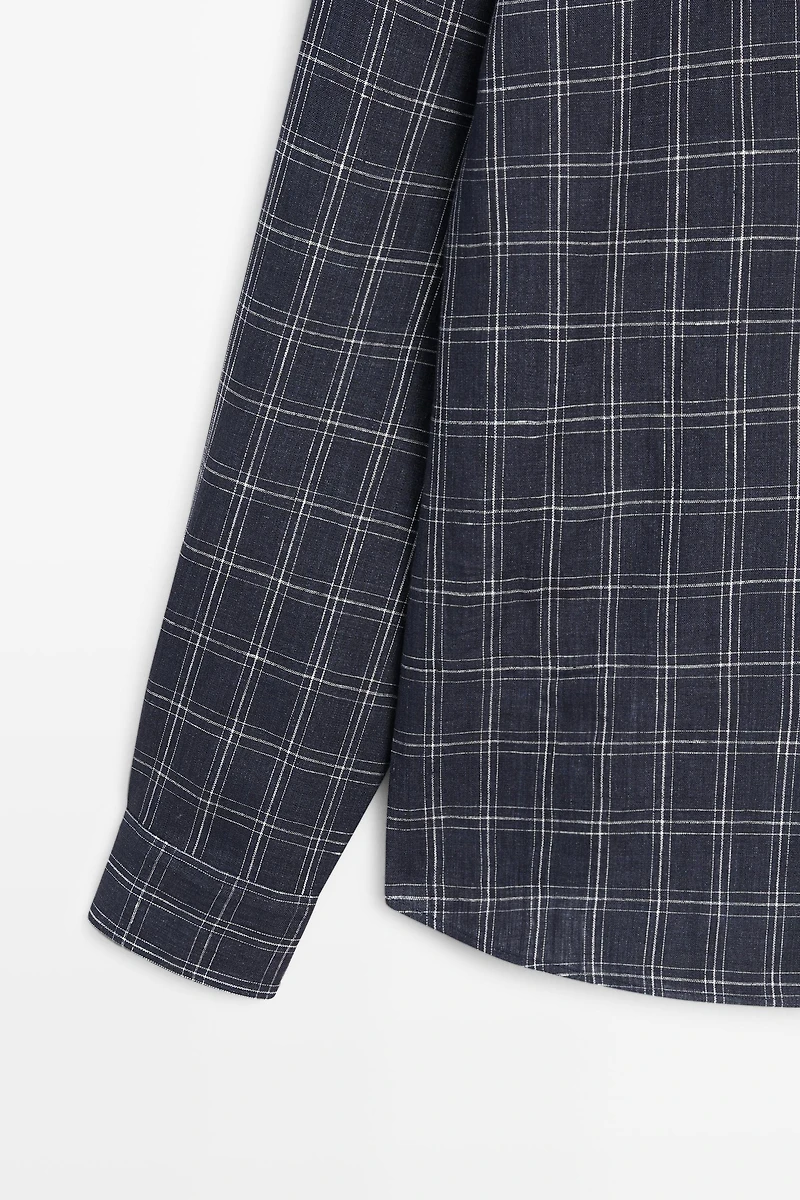 100% linen regular fit check shirt