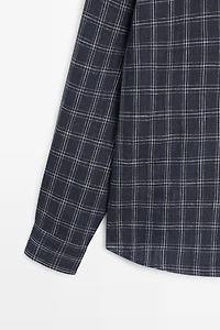 100% linen regular fit check shirt