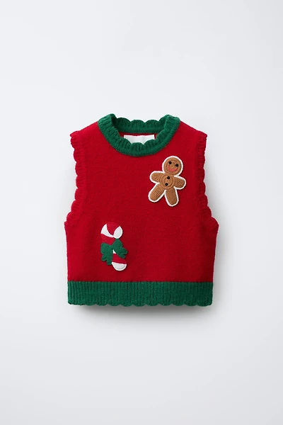 CROCHET PATCH KNIT VEST