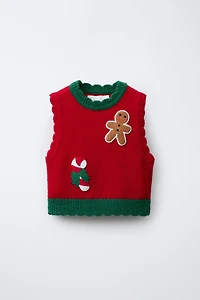 CROCHET PATCH KNIT VEST