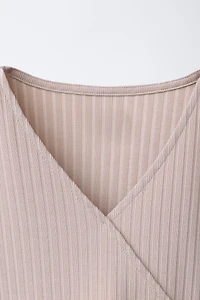 BALLET RIBBED WRAP TOP