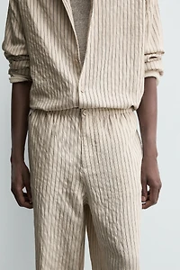 WRINKLED EFFECT STRIPED FLOWY PANTS