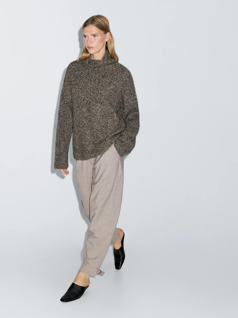 Wool blend trousers with buckle detail