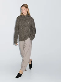 Wool blend trousers with buckle detail