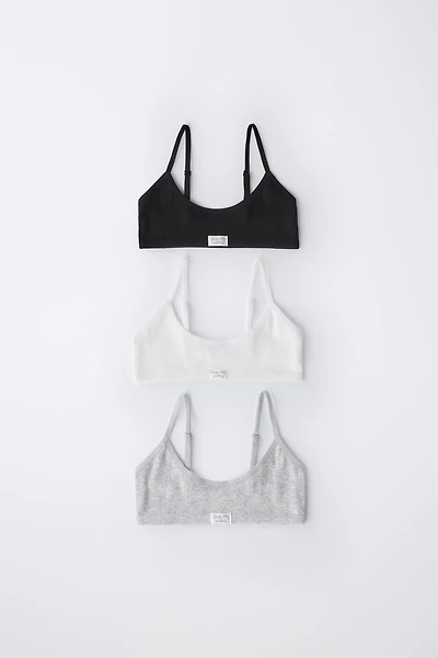 AGES 9-14/ THREE-PACK OF LABEL BRALETTES