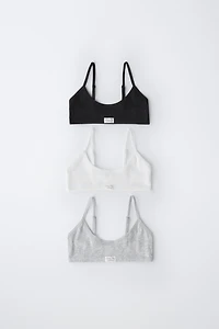 AGES 9-14/ THREE-PACK OF LABEL BRALETTES
