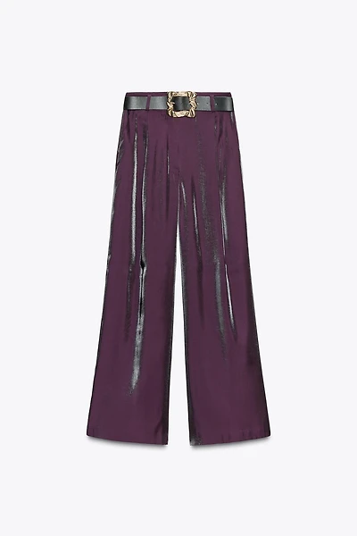 PANTALON LARGE SATINÉ CEINTURE