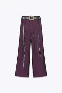 PANTALON LARGE SATINÉ CEINTURE