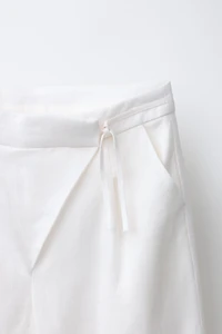 100% LINEN WIDE LEG WRAP WAIST PANTS