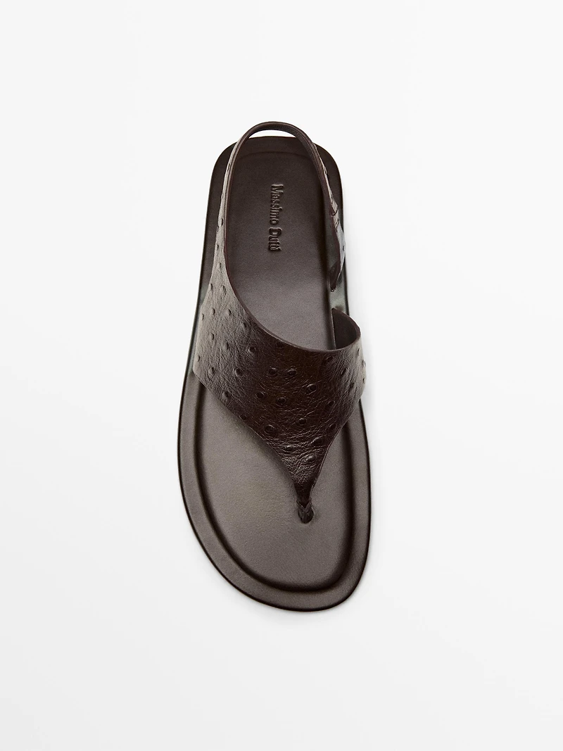 Embossed animal print sandals