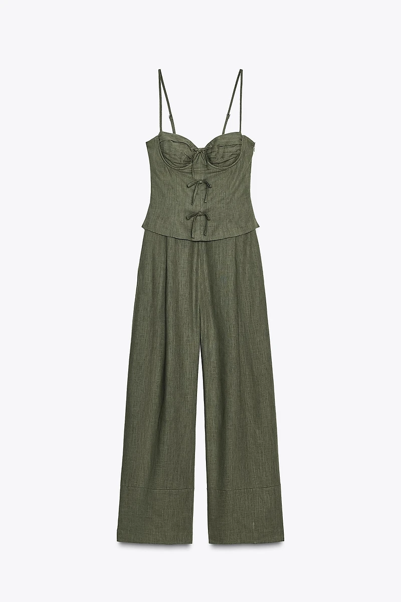 LINEN BOW STRAP JUMPSUIT
