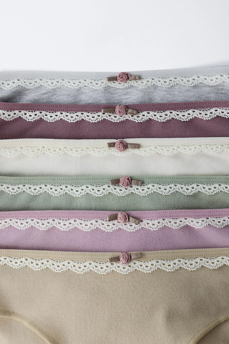 AGES 6-14 / SIX-PACK OF LACE UNDERWEAR