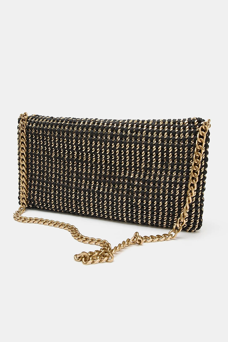 METALLIC FABRIC CROSSBODY BAG