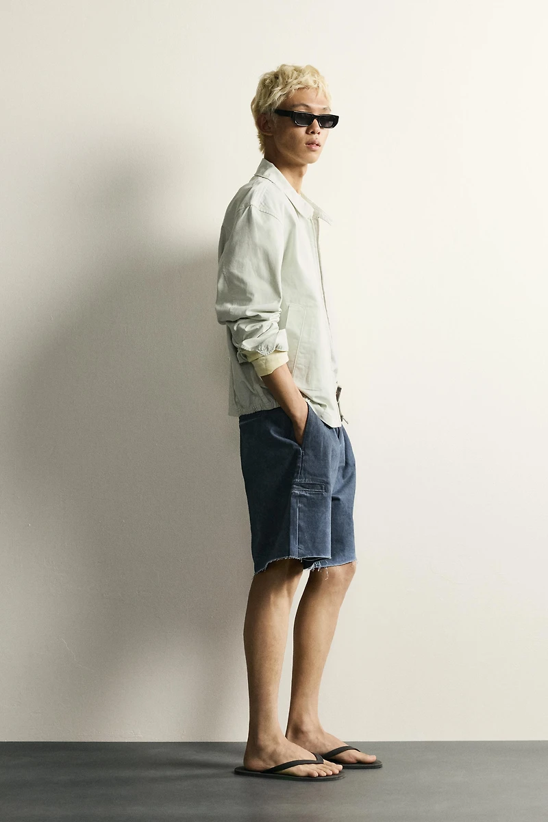 RELAXED FIT IRREGULAR WASH SHORTS