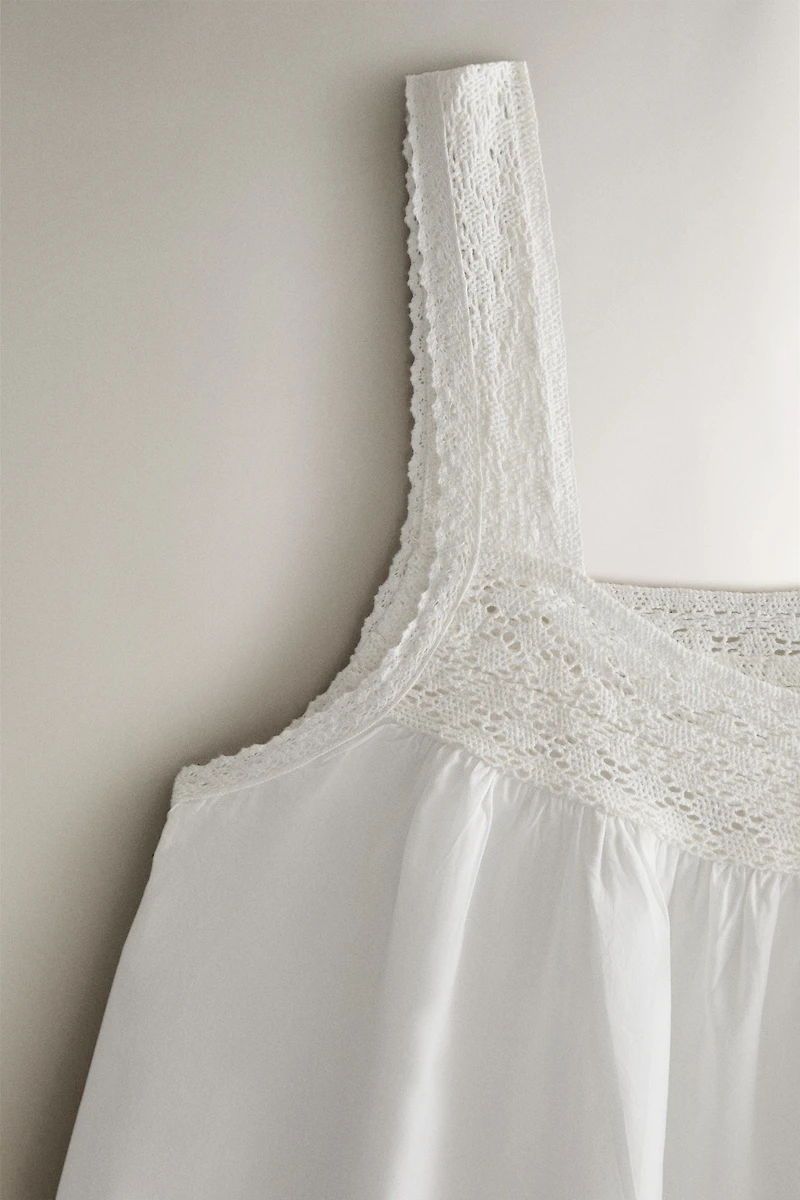 TOP BRETELLES COTON DENTELLE