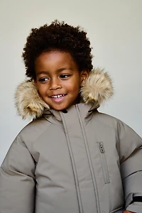 WATER REPELLENT PARKA WITH REMOVABLE FAUX FUR HOODIE