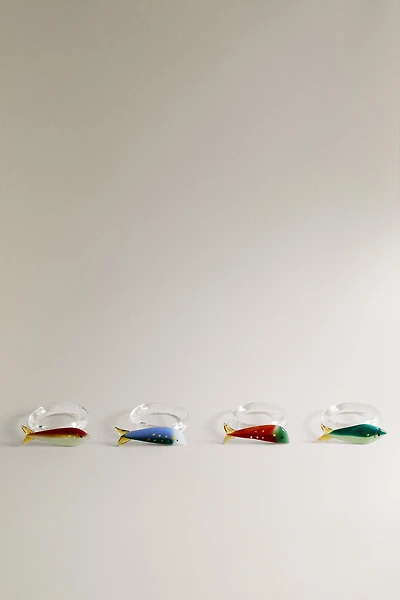 SET OF BOROSILICATE GLASS FISH NAPKIN RINGS (SET OF 4)