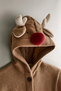 BABY REINDEER  CHRISTMAS FOOTED ROMPER