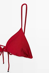 Shimmering triangle bikini top