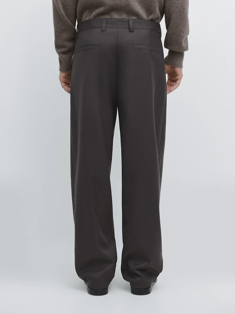 Relaxed fit wool blend trousers