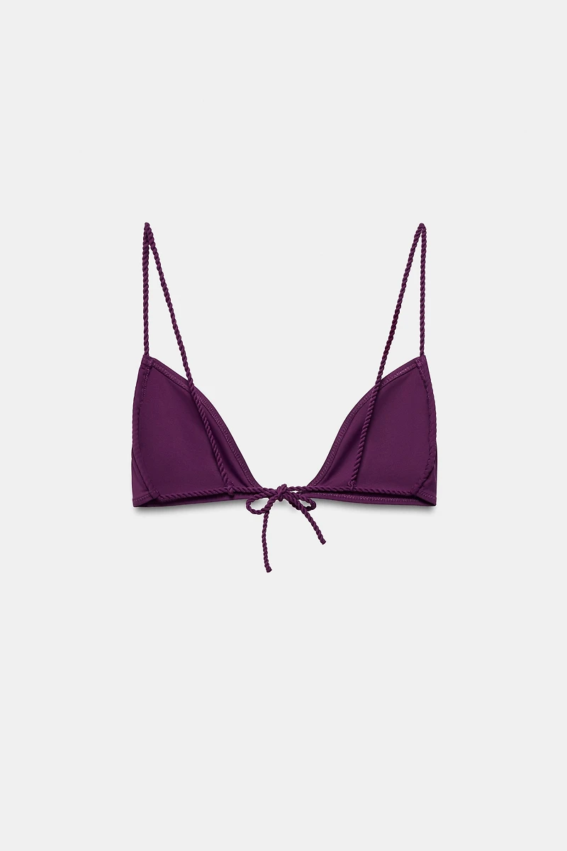 METALLIC DETAIL TRIANGLE BIKINI TOP