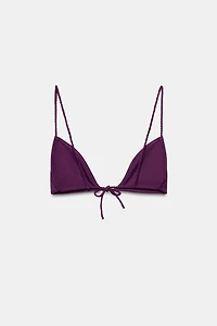 METALLIC DETAIL TRIANGLE BIKINI TOP