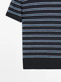Short sleeve sweater with striped detail