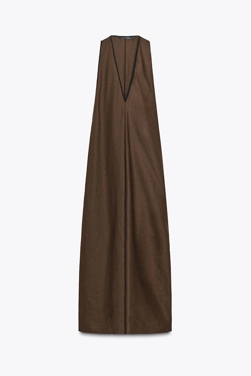 ZW COLLECTION LINEN BLEND MIDI DRESS