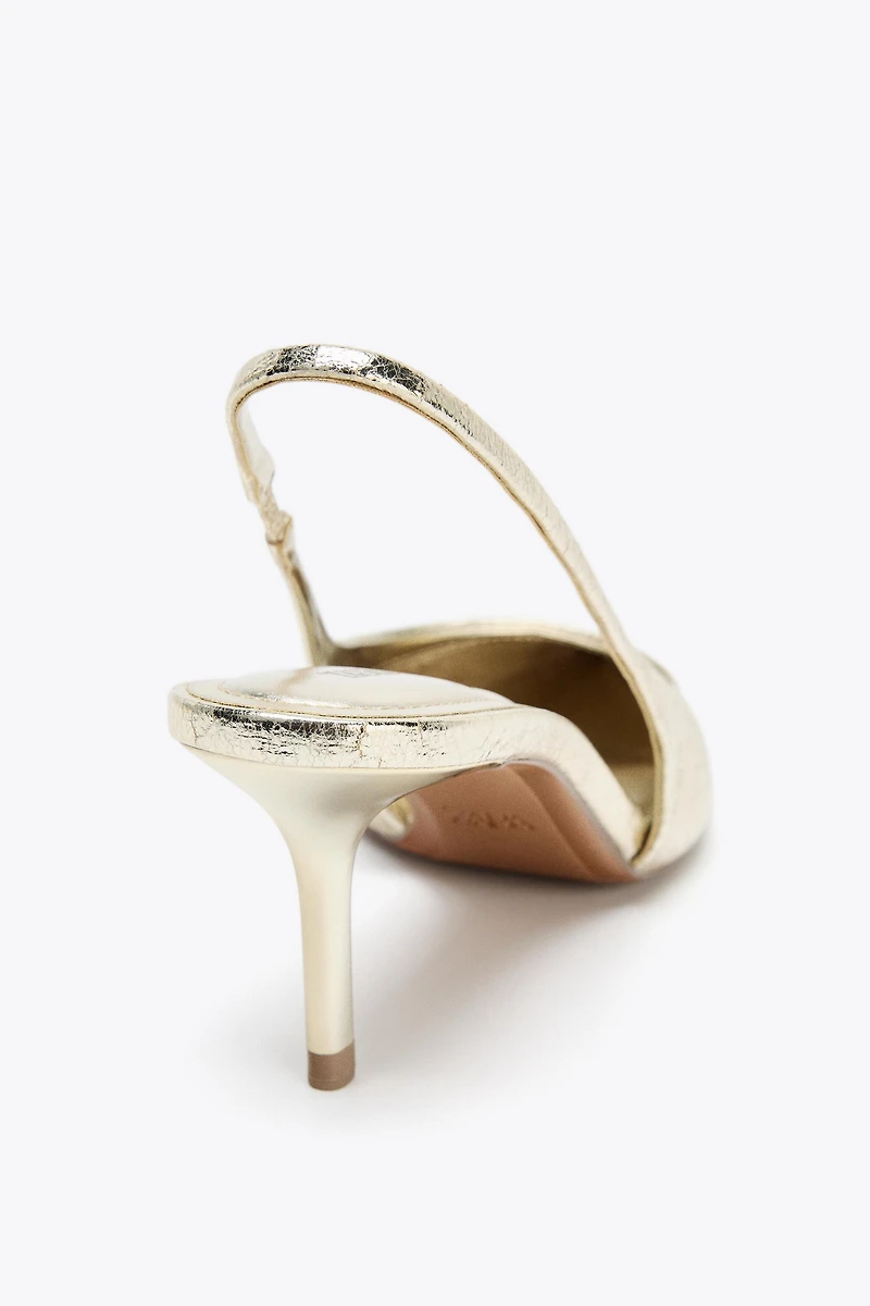 METALLIC EFFECT SLINGBACK HEELS
