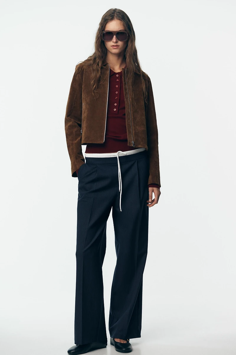PANTALON LARGE À DOUBLE TAILLE