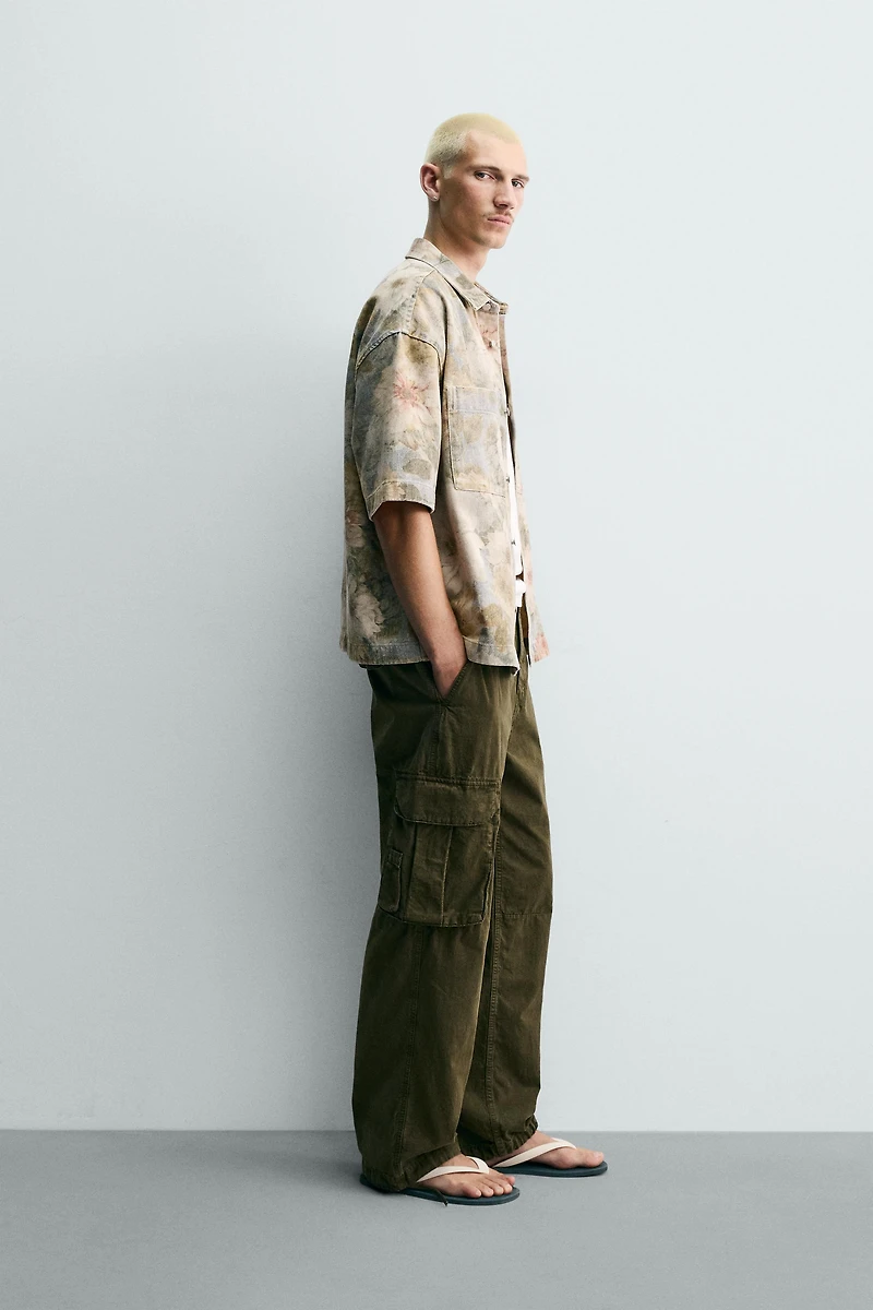 WASHED FLORAL PRINT RELAXED FIT SHIRT